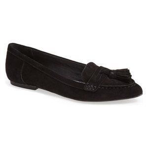 Sperry Everett Black Suede Pointed Toe Tassel Flat Loafers size 7M